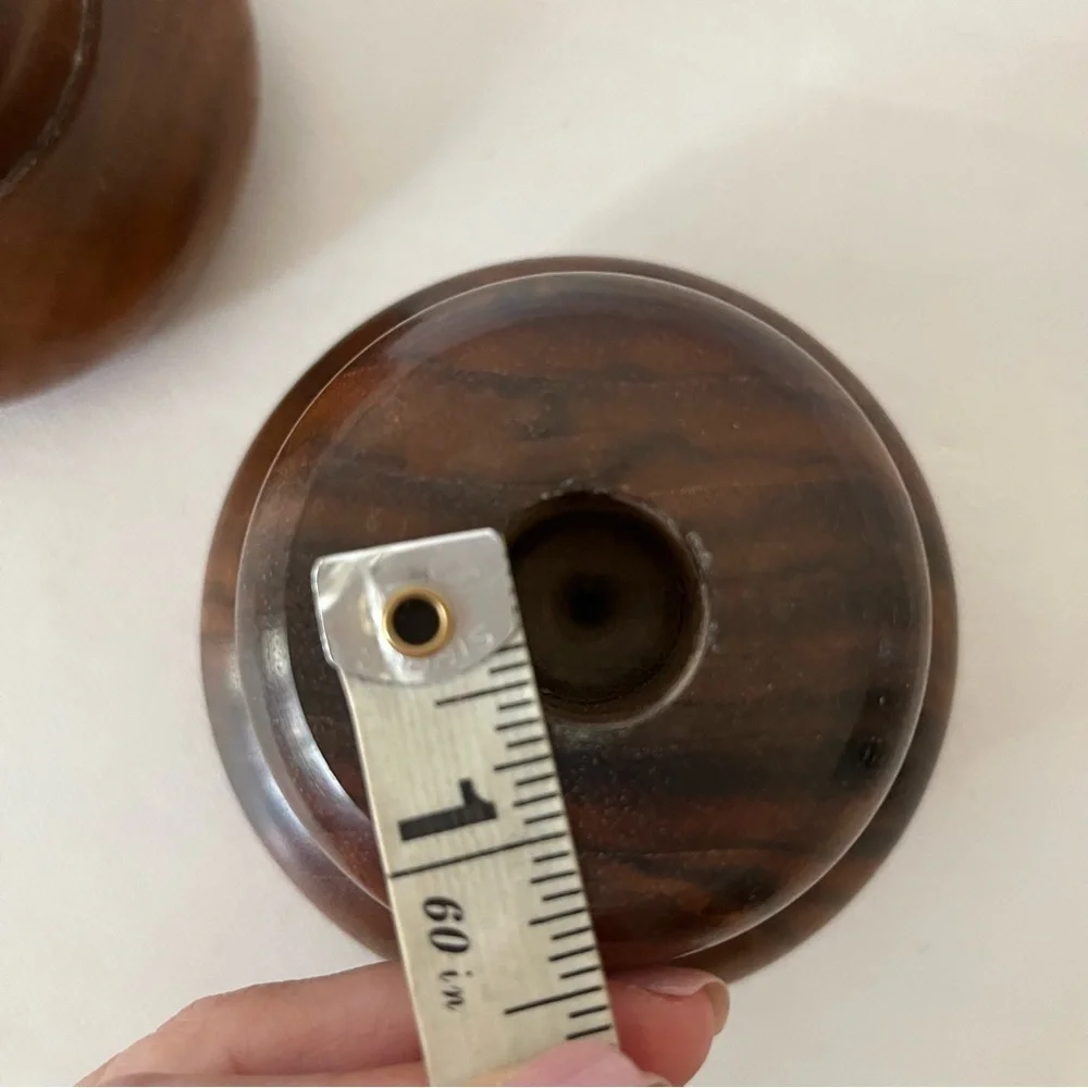 Vintage Wood Chunky Candle Holders Set of Two MCM
